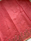 The Mridula Riva: Rust Terracotta Embroidered Cotton Saree