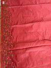 The Mridula Riva: Rust Terracotta Embroidered Cotton Saree