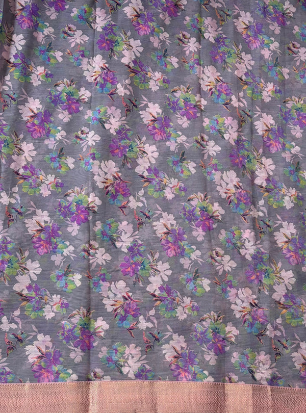 The Lavanya Riva: Lilac Floral Printed Saree