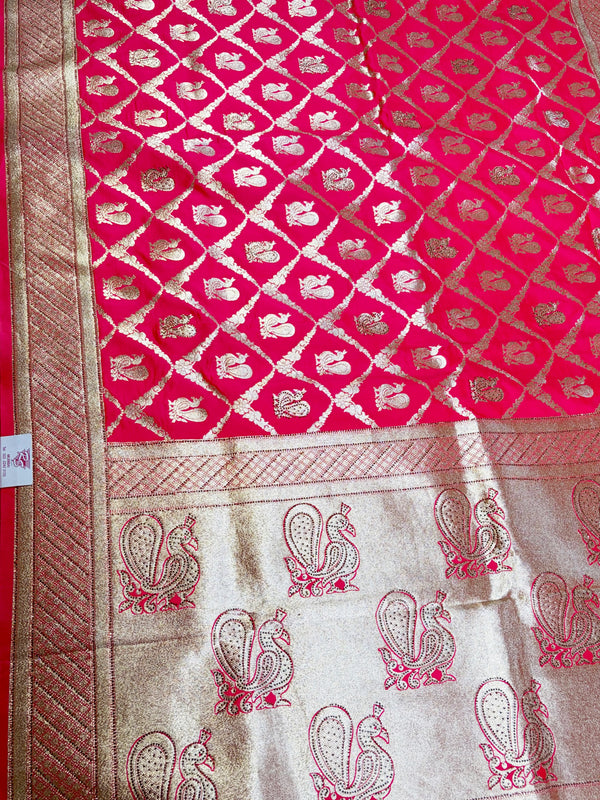 The Kashi Mayura: Scarlet Crimson & Heritage Gold Brocade Saree