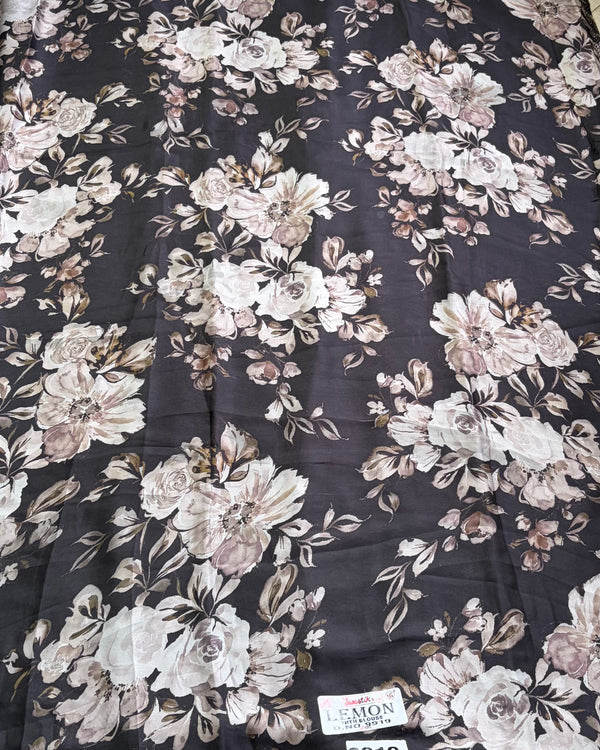 The Espresso Meadow: Dark Brown Premium Saree with Vintage Floral Print