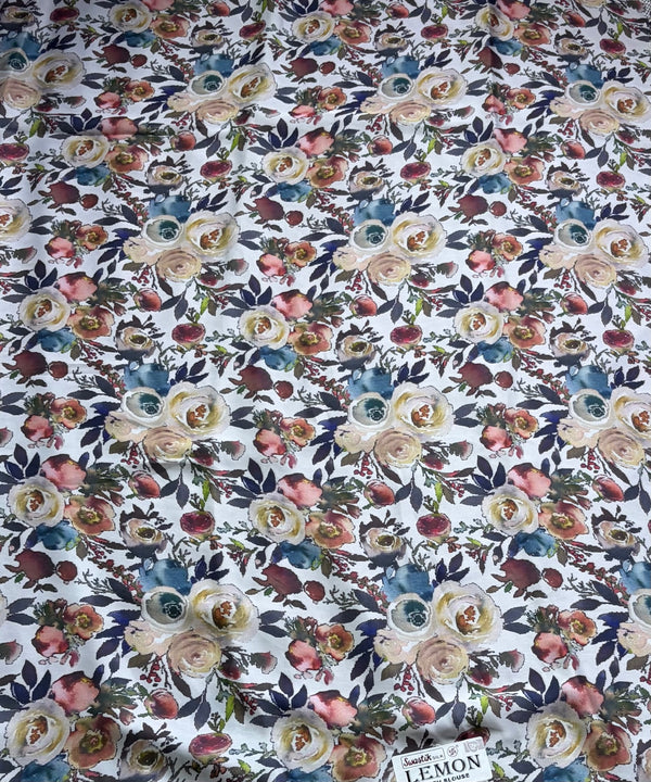 The Ivory Meadow: Off-White Italian Silk Saree with English Floral Print