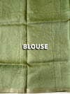 The Vanya Riva: Olive Green Handloom Cotton Saree with Floral Vine Embroidery