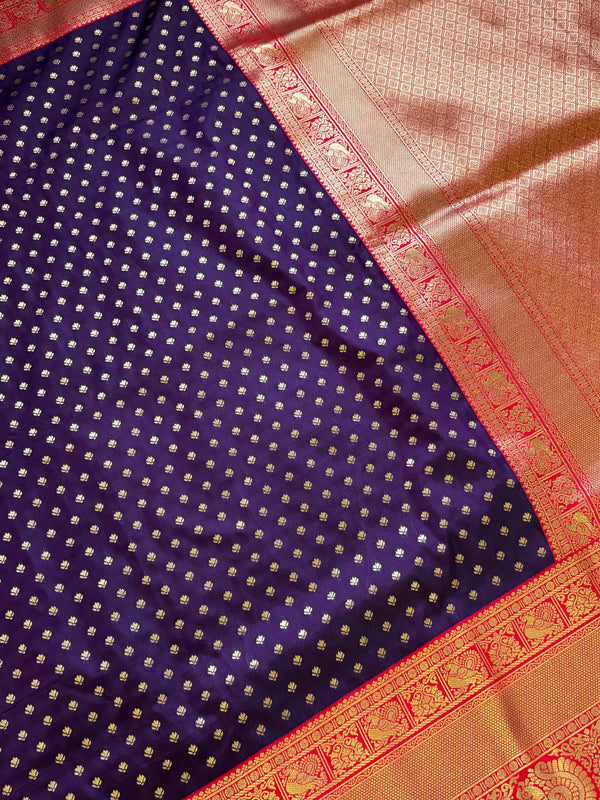 The Rohini Vilasa: Deep Wine & Antique Gold Banarasi Silk Saree