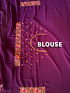 The Manjari Riva: Royal Plum & Floral Threadwork Embroidered Saree