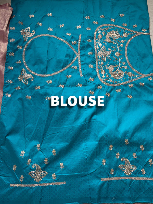 The Ira Vilasa: Dusty Rose Embroidered Saree