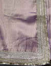The Rose Quartz Shimmer: Metallic Mauve Tissue Silk Saree with Chevron Texture