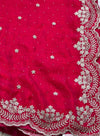 The Crimson Gala: Deep Rani Pink Georgette Saree with Scalloped Thread Work Border