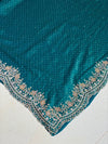 The Ocean Grace: Deep Teal Georgette Saree with Scalloped Zardosi Border