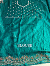 The Ocean Grace: Deep Teal Georgette Saree with Scalloped Zardosi Border