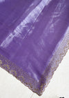 The Lavender Luminary: Dusty Violet Organza-Chiffon Saree with Scalloped Zardosi Border