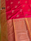 The Kalyani Vilasa: Ruby Pink & Gold Zari Satin Silk Saree