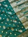 The Padmavati Vilasa: Emerald Green & Antique Gold Zari Raw Silk Saree