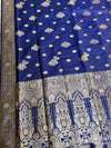 The Devyani Vilasa: Royal Navy Blue & Antique Gold Zari Raw Silk Saree