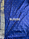 The Devyani Vilasa: Royal Navy Blue & Antique Gold Zari Raw Silk Saree