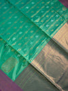 The Mridula Vilasa: Sea Green & Plum Woven Saree