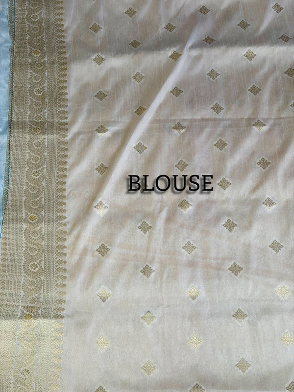 The Kashi Mayura: Cream & Gold Heirloom Banarasi Silk Saree