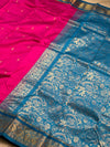 The Magenta Muse: Rani Pink Silk Saree with Cerulean Blue Korvai Border