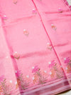 Baby pink embroidery saree:The comfort of cotton, the grace of embroidery.