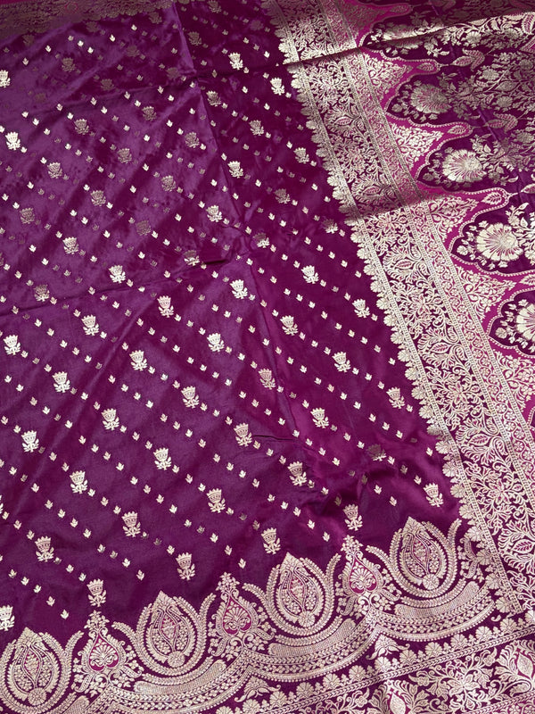 The Midnight Amethyst: Rich Dark Purple Handloom Silk Saree