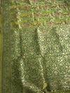 The Moss Harmony: Olive Green Silk Saree with Full Floral Jaal