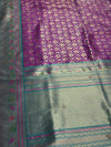 The Royal Amethyst: Purple Silk Saree with Teal-Green Korvai Border
