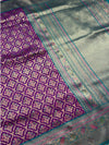 The Royal Amethyst: Purple Silk Saree with Teal-Green Korvai Border