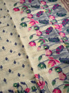 The Sacred Lotus: Off-White linenSaree with Floral Prints