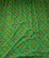The Emerald Echo: Leaf Green Georgette Saree with Bandhani Print