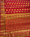 The Radiant Crimson: Red Crepe Silk Saree with Gold Zari Honeycomb Pallu