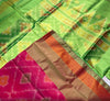 The Ikat Heritage: Rani Pink Silk Saree with Lime Green Patola Pallu