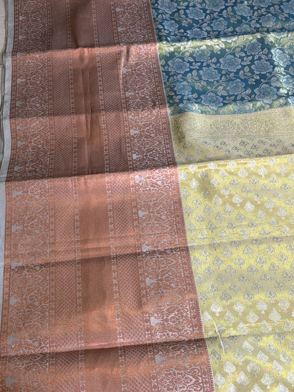 The Pastel Heritage: Sea-Green Silk Saree with Peach Korvai Border