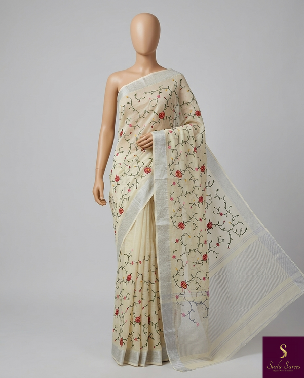 Light yellow cotton saree with intricate full jaal design for a vibrant traditional look. πβ¨