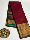 maroon kanjipuram saree