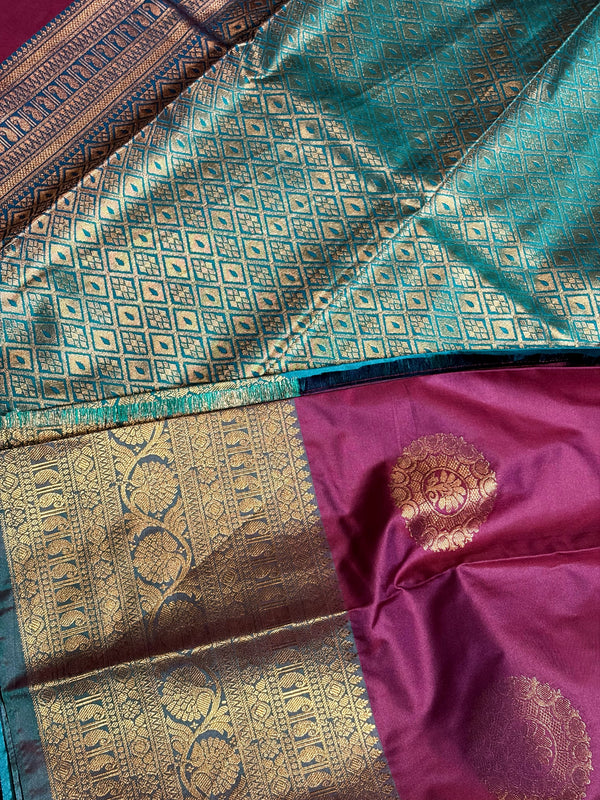 maroon kanjipuram saree