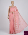 Baby pink embroidery saree:The comfort of cotton, the grace of embroidery.
