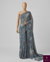 The Ethereal Blossom: Slate Blue Georgette Saree with Vintage Floral Print