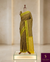 The Earthen Olive: Olive Green Silk Saree with Lime Chevron Border