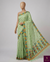 The Meadow Muse: Seafoam Green Handloom Saree with Multi-Color Phulkari-Style border