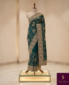 The Emerald Empress: Bottle Green Silk Saree with Heavy Zardozi-Style Embroidery