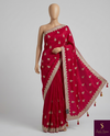 The Royal Raspberry: Deep Pink Silk Saree with Scalloped Zari Embroidery