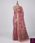 The Rosewood Blossom: Dusty Pink Premium Linen Saree with Kashmiri Floral Print