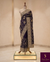 The Midnight Majesty: Deep Violet-Navy Georgette Saree with Heavy Zardosi Jaal