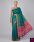 The Morpankhi Medallion: Peacock Blue Silk Saree with Rani Pink & Gold Border