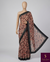 The Espresso Blossom: Dark Brown Premium Chiffon-Blend Saree with Vintage Floral Print