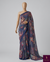 The Midnight Bloom: Indigo Italian Silk Saree with Paisley & Floral Overlay