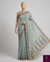 The Meadow Mist: Pastel Sage Linen Saree with Colorful Woven Floral Jamdani