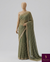 The Olive Grid: Sage-Khaki Chiffon Saree with Diagonal Sequin Leheriya