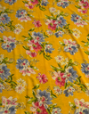 The Marigold Bloom: Vibrant Yellow Chiffon Saree with English Floral Print