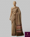 The Desert Flora: Fawn Beige Pure Cotton Saree with Madhubani-Inspired Block Prints